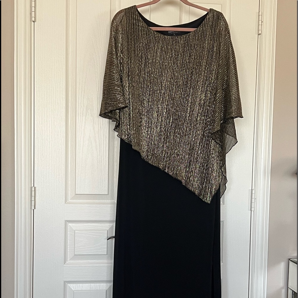 Black Evening Dress with Gold and black shimmer top